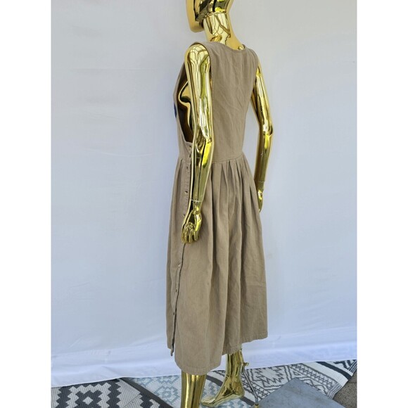 LL Bean Vtg. Midi Jumper Dress Side Buttons With Pockets - Picture 11 of 13